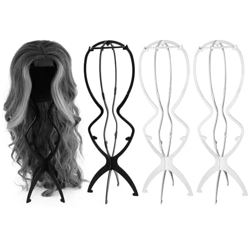 Stück 50Cm Hohe Perückenständer Für Langes Langhaar Faltbarer Perückenhalter Kunststoff Perückenständer Perücke Ständer Perücke Trockner Zum Präsentation /Aufbewahrung Von Perücken, Weiß, Schwarz 4
