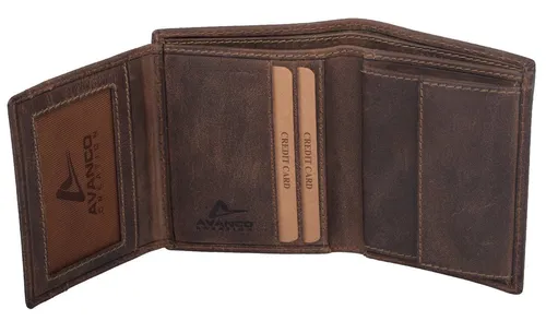 GlücksNugget Geldbörse Echtleder Kombibörse-HUNTER braun - Elegante Kombibörse aus echtem Leder mit 8 Kreditkartenfächern und praktischem Reißverschlussfach. Ideal für die tägliche Nutzung und stilvolle Aufbewahrung von Karten und Bargeld.