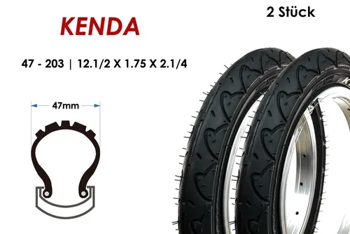 KENDA 12,5 Zoll Fahrradreifen 2 Stück für Kinderwagen und Roller - Reifen für Kinderwagen und Roller, Set aus 2 hochwertigen 12,5 Zoll KENDA Reifen, ideal für sicheres Fahren und optimale Haltbarkeit.
