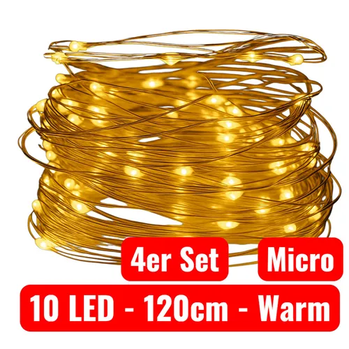 Set LED Lichterkette Drahtlichterkette Weihnachten Batterie 10 LEDs 120cm 4
