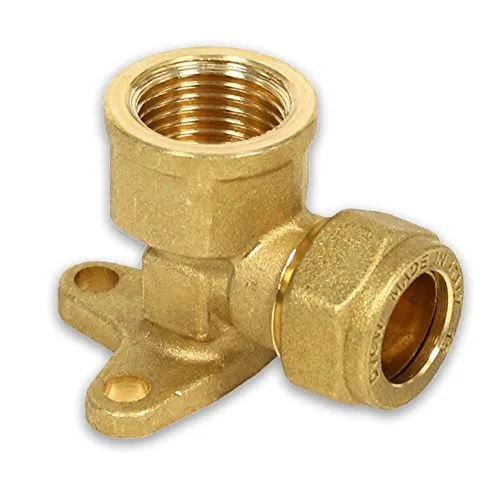 Messing-Klemmverschraubung für Kupferrohre, 90° Deckenwinkel mit IG, 3/4