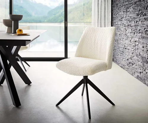 DELIFE Drehstuhl Elso-Flex Bouclé Weiß in weiß von Delife