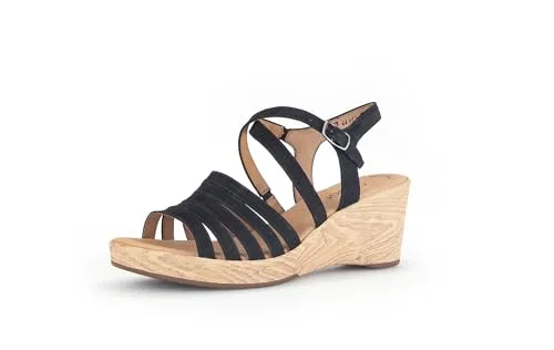 Gabor Damen Keilsandalen, Frauen Sandalen,Best Fitting,offene Schuhe,Strandschuhe,Keilsandaletten,Keilabsatz,Wedge-Heel,schwarz,39 EU / 6 UK