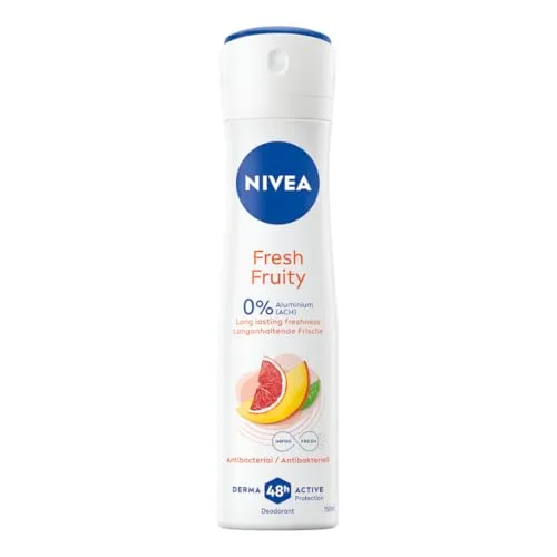 NIVEA Fresh Fruity Deospray 150ml - Genieße 48h effektiven Schutz mit dem fruchtigen NIVEA Deo Spray. Die kühlende Formel sorgt für langanhaltende Frische und verwöhnt die Sinne. Die Dose ist zu 100% recycelbar.