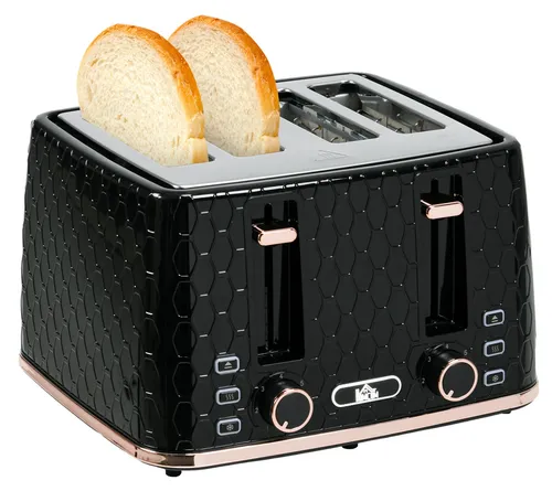HOMCOM 4-Scheiben Toaster mit Edelstahl-Oberfläche und 7 Bräunungsstufen