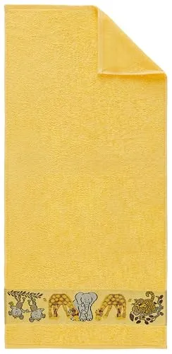 Dyckhoff Baby Kinder Badetuch, Ökotex100,100% Baumwolle, Tiermotiv, 70 x 140 cm, gelb