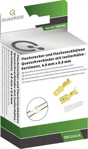 Quadrios 1908C182 Quetschverbinder-Sortiment 0.50mm² 1mm² Messing, Transparent 100 Teile