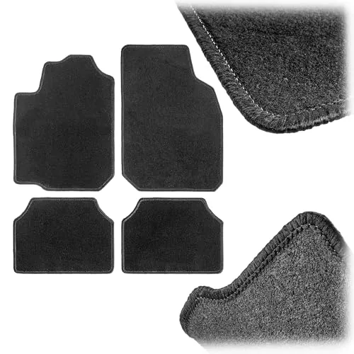 KADAX Universal Autofußmatten, 4-teiliges Set, Fußmatten aus Velours mit Rutschfester Unterseite, Autoteppiche, Zubehör für Auto, Automatten (Schwarz)