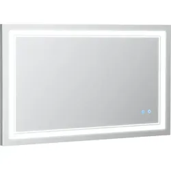kleankin Badspiegel mit LED-Beleuchtung - Badezimmer Wandspiegel mit 3 Lichtfarben und Touchschalter, IP44 wasserdicht, ideal für perfekte Körperpflege und modernes Design.