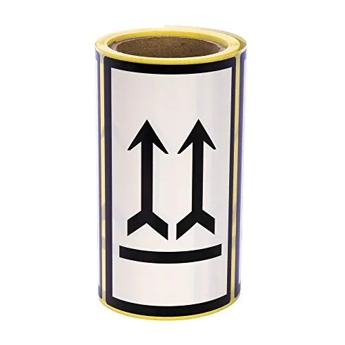 MDlabels Warnetiketten auf Rolle -100x60mm 100St. Doppelpfeile - Seite nach oben-This way up- Pfeile Symbol- nutzbar für Versand