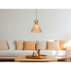 LED Pendelleuchte skandinavisch einflammig Papierlampe Lampenschirm Braun Ø 35cm