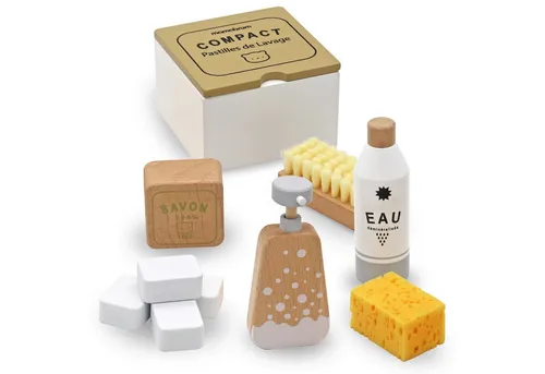 Mamabrum Holz Reinigungsset für Kinder - 10-teiliges Putzset - Haushaltsspielzeug für Kinder ab 3 Jahren, fördert spielerisch die Feinmotorik und Selbstständigkeit mit robusten Holzutensilien und praktischer Aufbewahrungsbox.