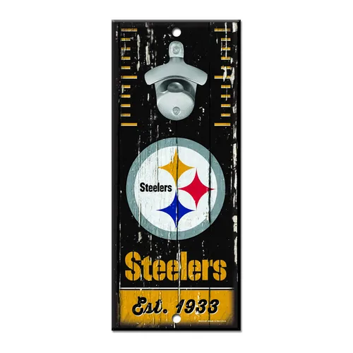 Pittsburgh Steelers NFL Flaschenöffner Schild Opener Football Fanshop Wanddeko