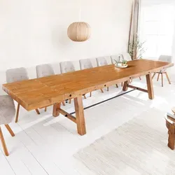 Produktbild riess-ambiente Esstisch FINCA 300-400cm – Vintage Braun, verlängerbar aus recyceltem Pinienholz
