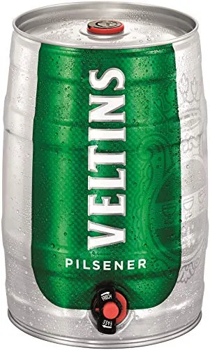 Veltins Pilsener 5 Liter Bierfass mit Zapfhahn, Pfandfrei 4,8% Vol