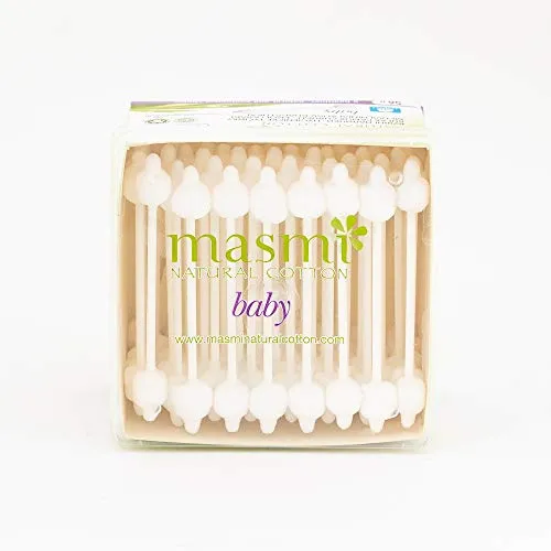 Masmi Bio Baby Wattestäbchen - 56 Stück aus biologischer Baumwolle