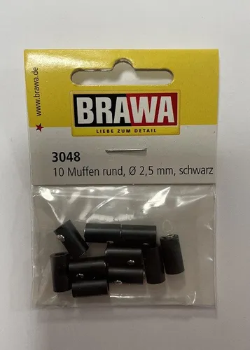 Brawa 3048 10 Muffen rund (schwarz) Durchmesser 2,5mm von BRAWA