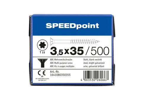 SPAX Schraube ABC SPEEDpoint Senkkopf T15 Teilgewinde Schabenut A2J 3,5x35mm (500)