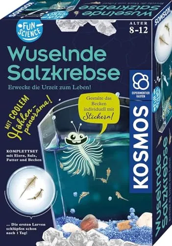 Wuselnde Salzkrebse - Experimentierkasten zur Zucht von Urzeitkrebsen mit spannenden Infos und schneller Beobachtung nach nur 1 Tag, ab 8 Jahren