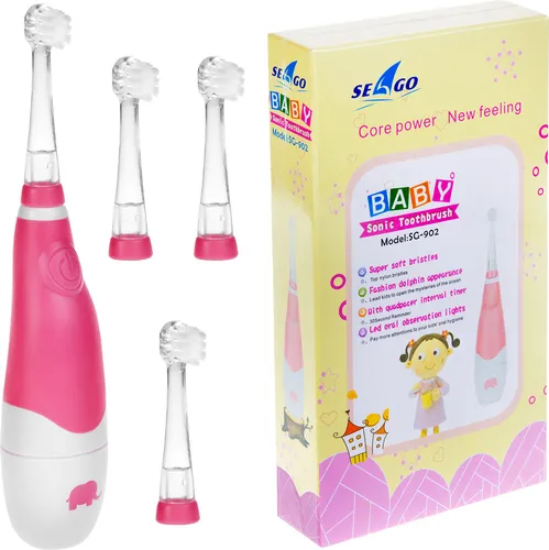 Seago Schallzahnbürste SG-902, Aufsteckbürsten: 4 St., Schallzahnbürste für Kinder rosa