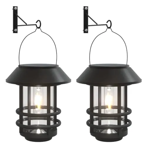 vidaXL Solar-Außenwandleuchten 2 Stk. Weiß - Flackernde LED-Laterne - Lampen für Außenbereiche, solarbetrieben mit flackerndem Licht für eine gemütliche Atmosphäre und automatische Ein- und Ausschaltung bei Dämmerung.