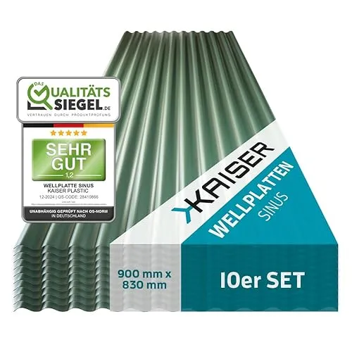 KAISER plastic® Wellplatten grün – Wetterfeste Dachplatten für Überdachungen - Robuste Kunststoff-Dachplatten für eine langlebige Überdachung. Ideal für Carports und Vordächer – leicht zu verlegen und in verschiedenen Größen erhältlich. Perfekt für kreative DIY-Projekte.