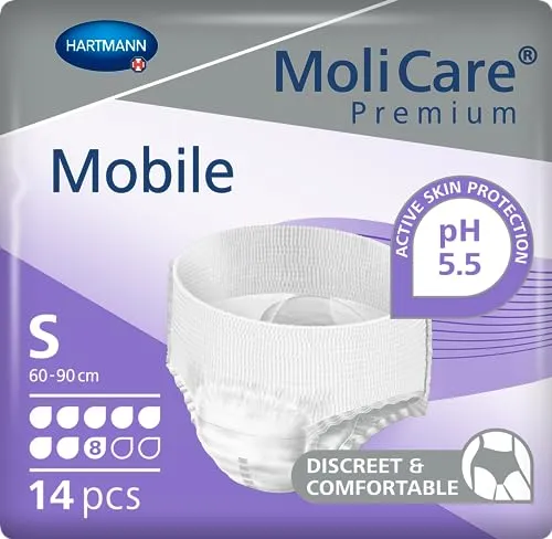 MoliCare Premium Mobile Einweghose: Diskrete Anwendung bei Inkontinenz für Frauen und Männer; 8 Tropfen, Gr. S (60-90 cm Hüftumfang), 14 Stück
