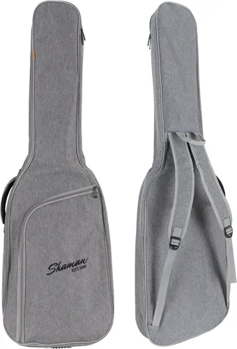 Shaman BGB-122 GY Premium-Line E-Bass Tasche Grau - Taschen für Bässe mit wasserabweisendem, reißfestem Material und 10 mm Polsterung für optimalen Schutz. Ergonomische Rucksack-Gurte und große Fronttasche für Zubehör.