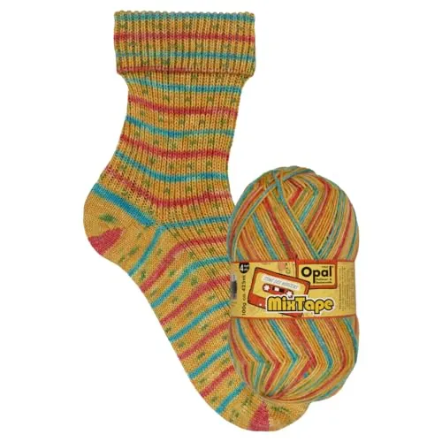 Opal MixTape Strickwolle 4-fach, 75% Schurwolle Superwash, 25% Polyamid, 100g/425m, Maschinenwaschbar (11494 Töne d. Herzens)