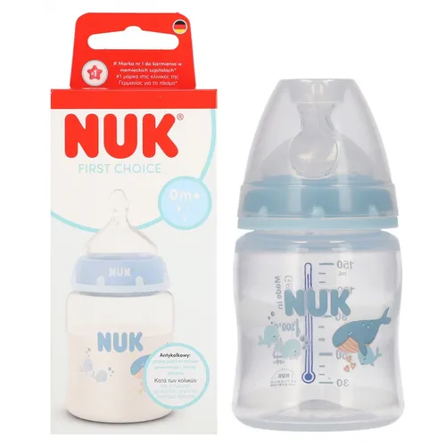 NUK Butelka PP 150ml First Choice silikonowy smoczek S Wieloryb 10 4008600446590