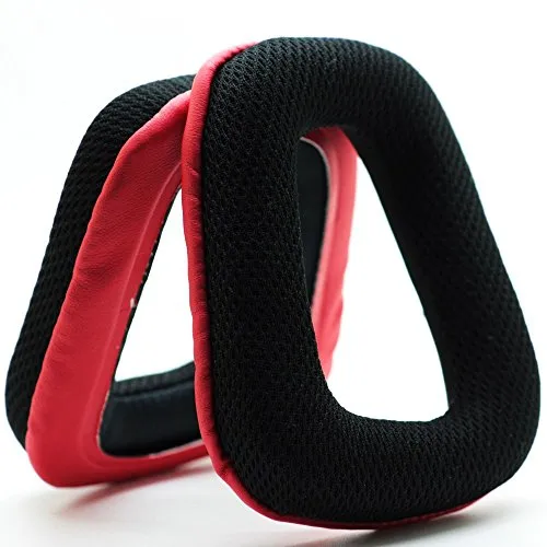 MMOBIEL Ersatz Ohrpolster für Logitech G35 G935 G933S G933 G930 G635 G633S G633 G533 G433 G432 G431 G430 G332 G233 G231 G230 Gaming Kopfhörer Mesh Gewebe Kopfhörer Ohrpolster - Rot