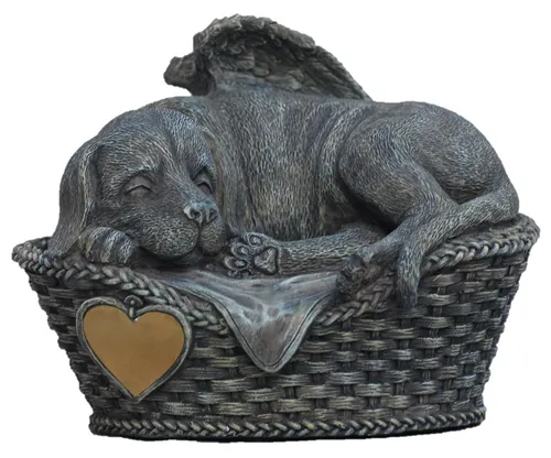 MystiCalls Hunde-Engelfigur Urne mit Gravurplatte von MystiCalls