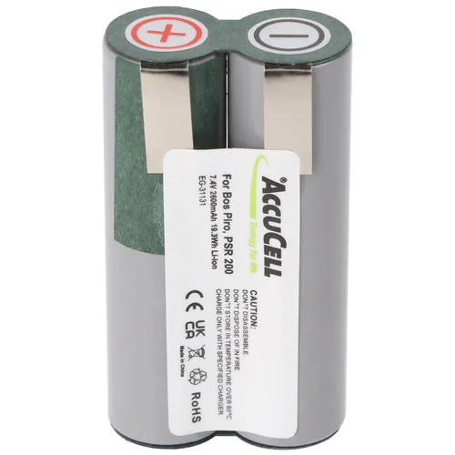 AccuCell Akku passend für Bosch Prio Akku PSR 200 Li-ion 7,2-7,4 Volt 2600mAh 19,3Wh