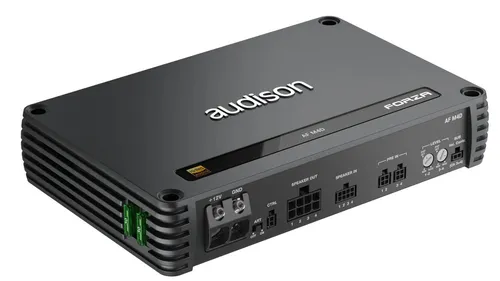Audison FORZA AF M4D 4-Kanal Digital Verstärker - 4-Kanal Digital Verstärker mit 1040 Watt Sinusleistung, ideal für kraftvollen Sound in jedem Fahrzeug. Regelbare Hoch- und Tiefpassfilter für individuelle Klangsteuerung.