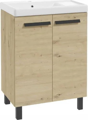 Freistehender Badezimmerschrank mit Waschbecken 80x60cm Artisan Eiche Bonita