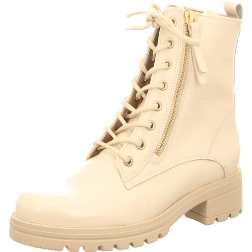 Gabor Stiefelette Leder - Beige - Größe 40 - Wanderschuhe mit Wechselfußbett, ideal für Einlagen. Exzellentes Design und Komfort mit Reißverschlüssen und trittsicherer Gummisohle für sportlich-feminine Looks.