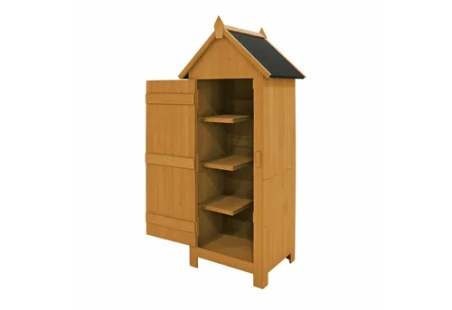 HTI-Living Garten-Geräteschrank Wilbur Natur - Praktischer Geräteschrank Wilbur für Ordnung im Garten. Mit 3 Regalböden für Werkzeug und Platz für Gartengeräte mit Stiel. Schützt vor Witterungseinflüssen. Maße B/H/T 67 x 172 x 53 cm.