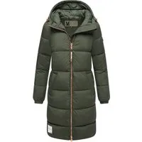 Marikoo lange Damen Steppjacke mit Kapuze & Kragen – Modell Nomadiaa