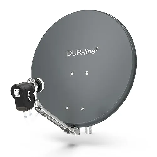 DUR-line 2 Teilnehmer Set - Hochwertige Alu-Satellitenanlage - SAT-Antennen, 60cm/65cm Spiegel für 2 Receiver, neueste Technik mit DVB-S2, 4K und 3D für erstklassigen Fernsegenuss.