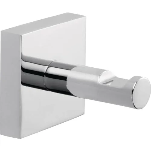 tesa EKKRO Handtuchhaken, verchromter Edelstahl - Bad-Haken zur Wandbefestigung ohne Bohren, inkl. Klebelösung - 50mm x 50mm x 63mm