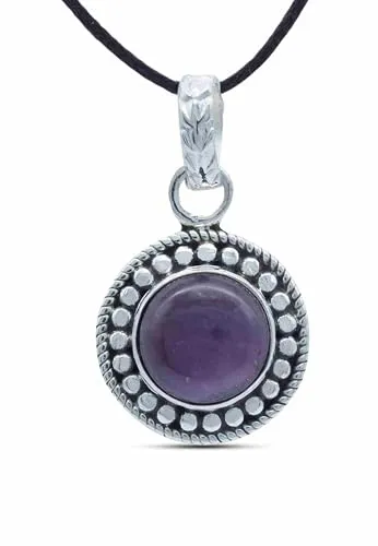 mantraroma Kettenanhänger 925 Silber Amethyst lila Stein Edelstein Damen Sterling Silber Halskette Anhänger Geschenk (MAH-062-01)