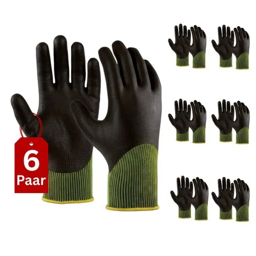 NITRIL-beschichtete Arbeitshandschuhe (Gr. 9 / L) - Ölbeständig - Hochwertige Arbeitshandschuhe für die KFZ-Werkstatt. Ölbeständig und robust, ideal für den professionellen Einsatz. 6 Stück pro Packung, Größe L.