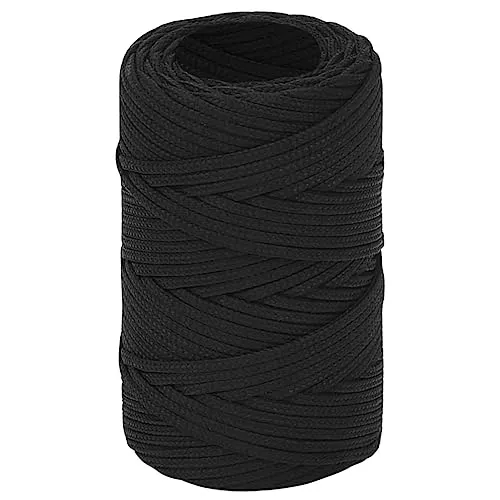 vidaXL Bootsseil Ankerleine Festmacher Tauwerk PP Leine Seil Tau Polypropylenseil Geflochten Flechtleine Schwarz 2mm 25m Polypropylen