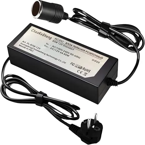 Retoo KFZ Netzadapter 230V auf 12V 80W – Vielseitiger Auto-Netzadapter