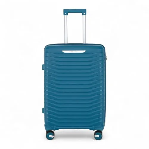 Infinity Leather Koffer Trolley Handgepäck Handkabinengepäck Hartschalen-Reisetasche Leichtgewicht mit TSA-Schloss und langlebigen 4 Spinner-Rädern (Blue, M(65cm 61L))