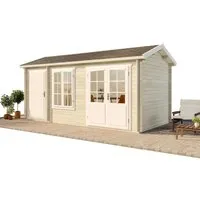 Alpholz Gartenhaus 2-Raum Bolton-28 XL - Beige, 540x280 cm - Robustes Gartenhaus aus nordischer Fichte mit Satteldach und Ausstellfenster, ideal für Gartenliebhaber, die zusätzlichen Stauraum benötigen.