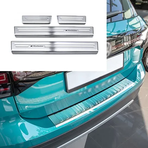 tuning-art L373-XF513-1 Ladekantenschutz und Einstiegsleisten passend für VW T-Cross C1 2018-, Farbe:Silber