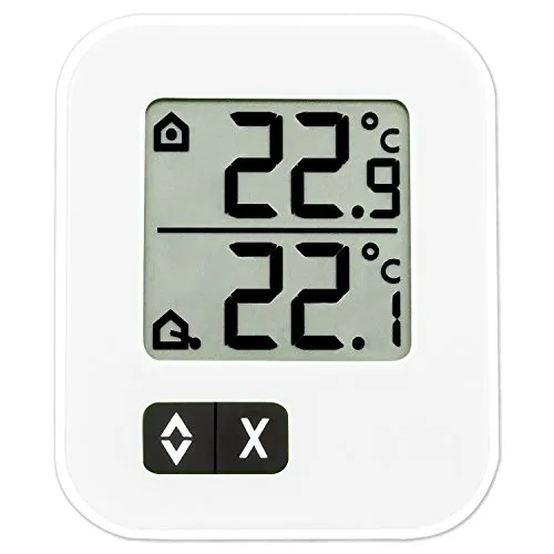 TFA Dostmann Digitales Max-Min-Thermometer, zwei Temperaturen messbar, L 57 x B 13 (33) x H 69 mm Weiß