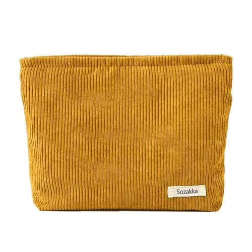 Kosmetiktasche aus Cord | Beutel aus Cord in modernen Farben (Caramell)