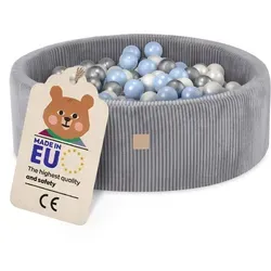 Bällebad Baby für Kinder Grau Cord von Plush Nest